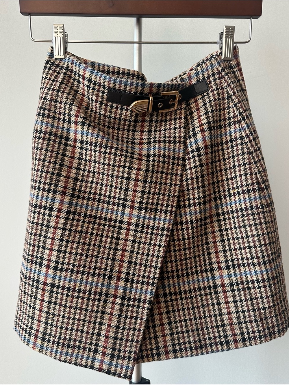 Sandro wrap mini skirt with gold hardware
